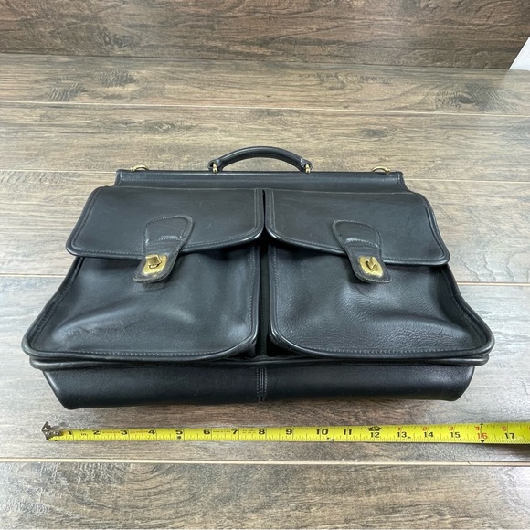VTG Coach 5279 Black Leather Messenger Briefcase USA - Picture 10 of 13